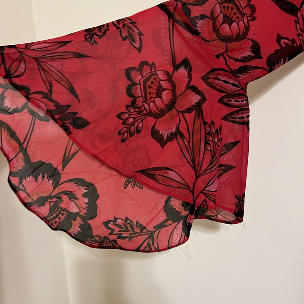 NEW City Chic cherry bloom Red Floral Wrap mini Dress size S/16 - Picture 4 of 8